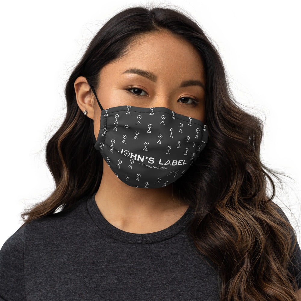 John's Label Face Mask Pattern - White