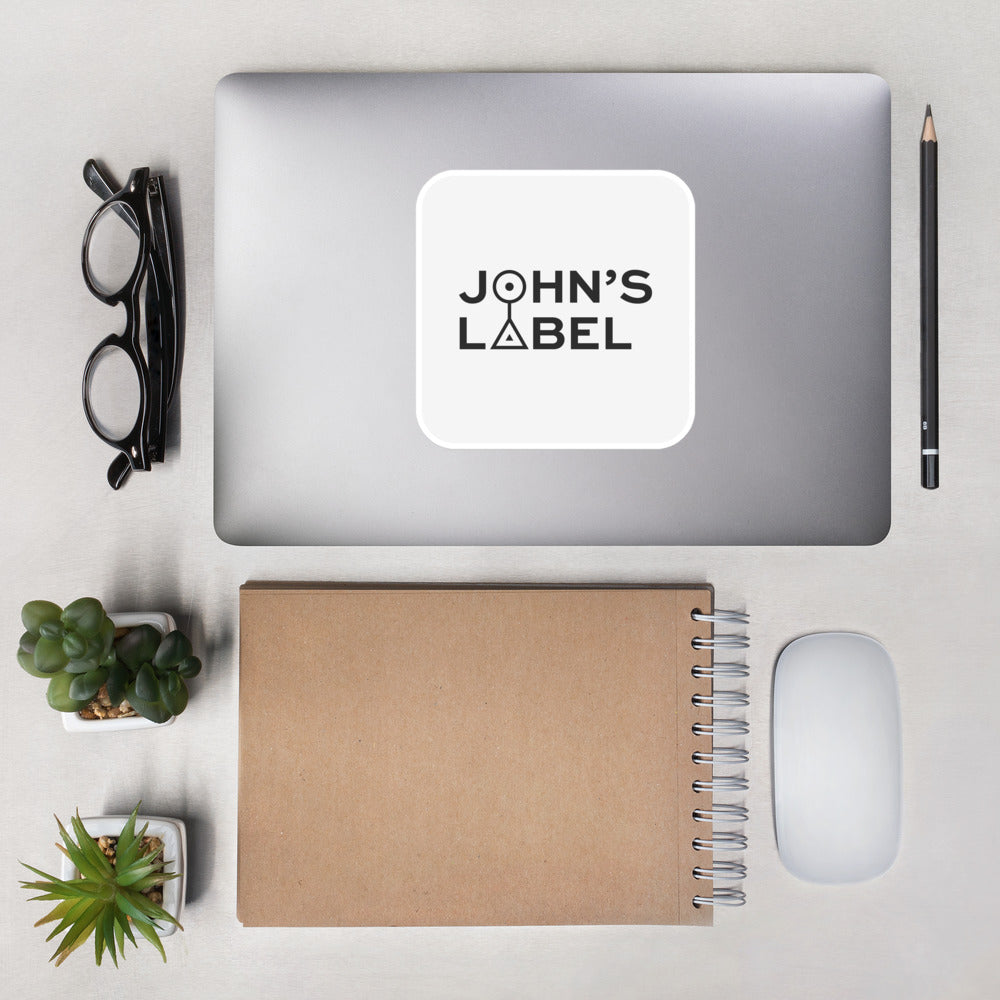 John's Label Square Sticker - Black