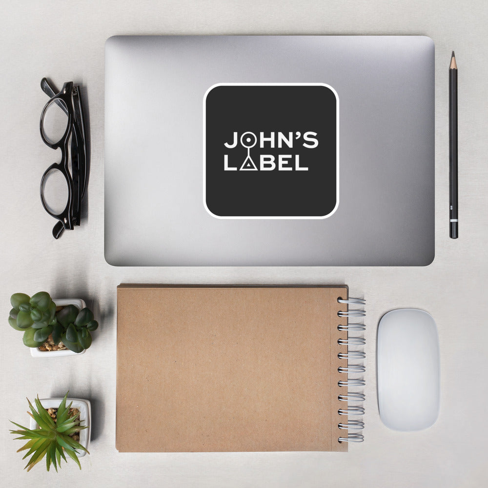 John's Label Square Sticker - White