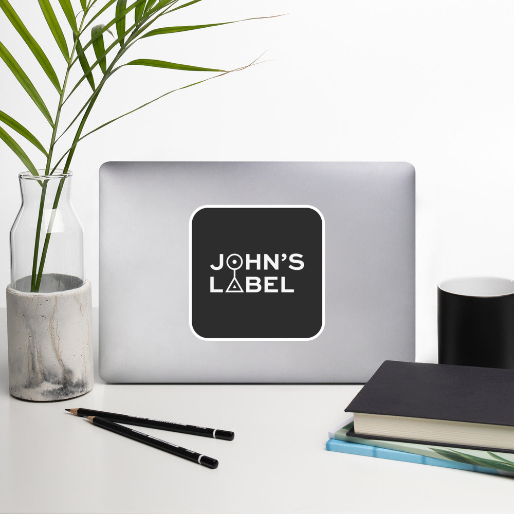 John's Label Square Sticker - White