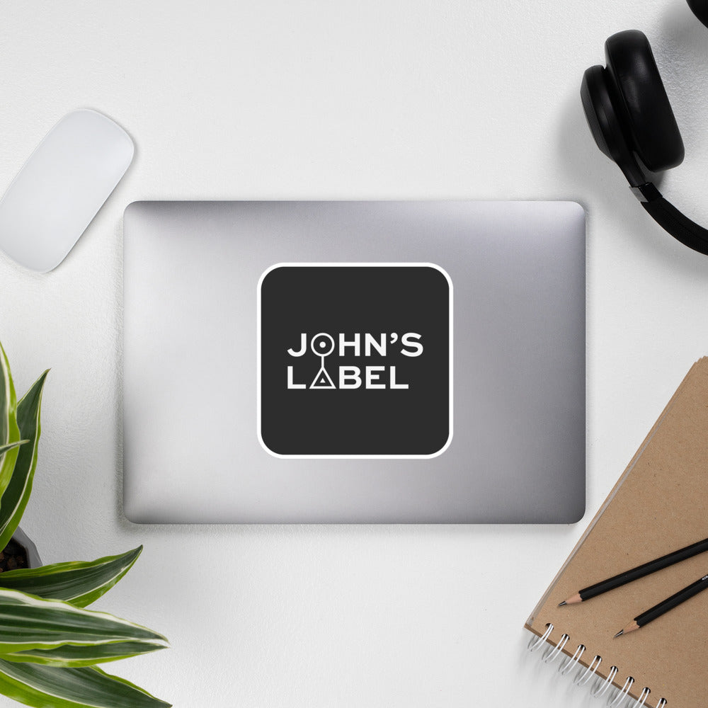 John's Label Square Sticker - White