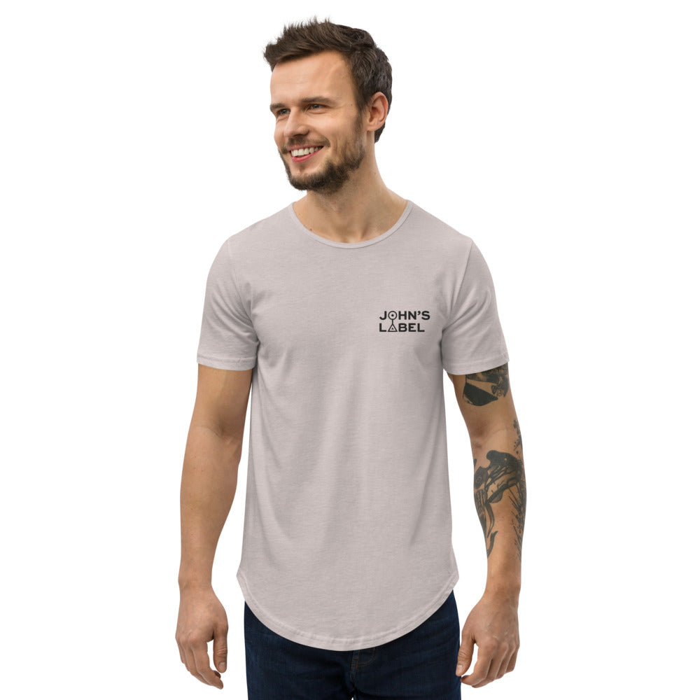 John's Label Men's Curved Hem T-Shirt - Black